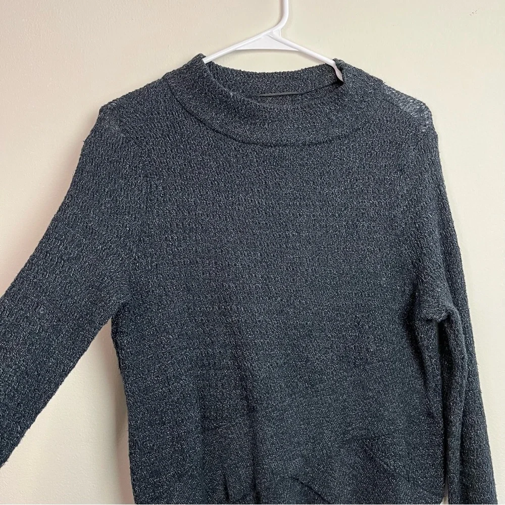 Free People Charcoal Gray Mock Neck Sweater Size S Women